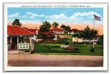 Wisconsin Dells Spring Hill Deluxe Bungalows "At the Dells" Hotel Linen Postcard