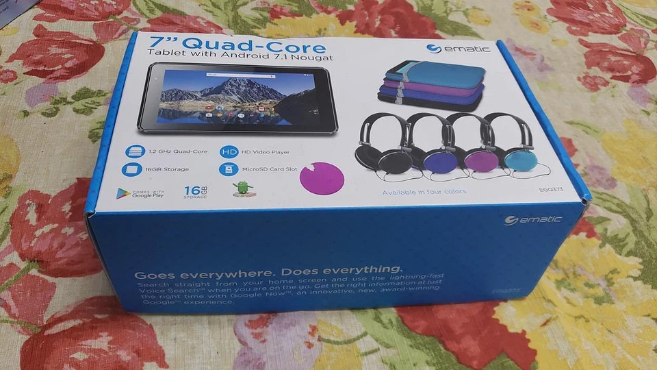 Ematic, EGQ373BU, 7" Quad-Core Tablet w/ bundle, Parts only. It does boot to OS - Image 3 of 3
