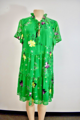 DKNY Green Floral Chiffon Cocktail Dress Size 10 On Sale | eBay