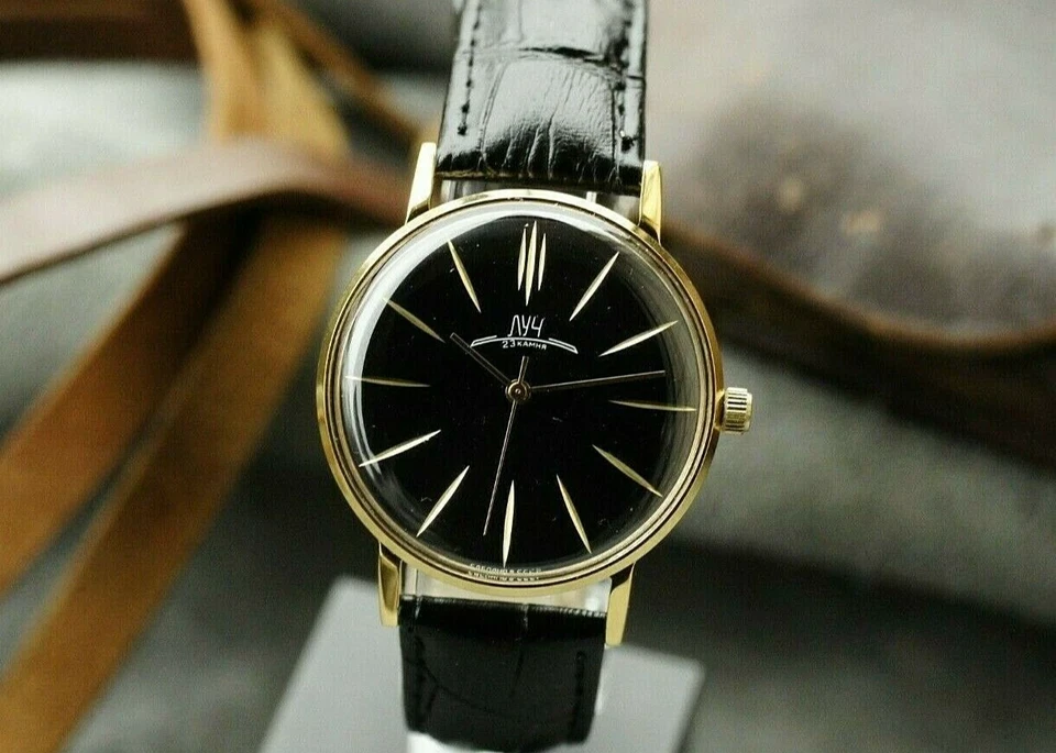 Mechanical Watch LUCH Luxury Ultra SLIM leather strap (POLJOT De Luxe) Men's - Image 2 of 4