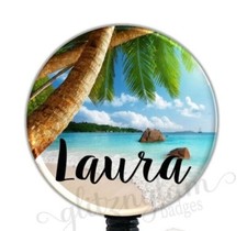 Tropical Beach Retractable Badge Holder Reel, Custom Beach Badge Reel GG4297