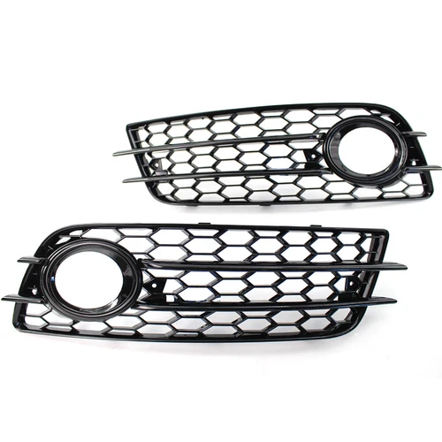 For 2008-2012 Audi A4, B8 S4 S-Line Gloss Black RS4 Style Fog Light Lamp Grille - Picture 3 of 8