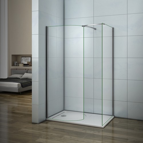 Walk In Wet Room Shower Enclosure and Tray 6mm Curved Glass Cubicle