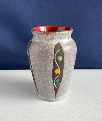 Small 8cm West German Pottery Vintage Vase Bay Keramik with label 1970s Retro - Picture 3 of 6