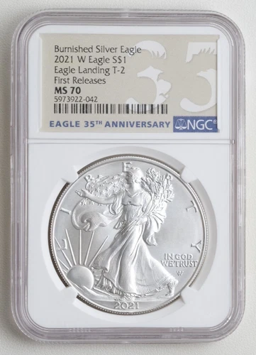 2021 W Burnished American Silver Eagle NGC MS 70 Early Releases T-2 /042