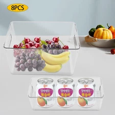 Set of 8 Clear Plastic Storage Bins 4 Large&4 Medium Stackable Storage Container