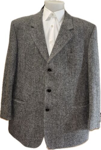 Harris Tweed Sakko Gr. 29 Herren Einreiher Grau Jackett Anzug Jacke Männer Wolle - Afbeelding 1 van 6
