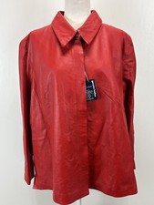 New! Vtg Venezia Leather Jacket Shacket Sz 26 28 Women’s Plus Red Lined Y2k