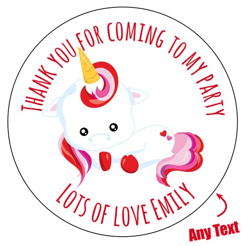 Personalised GLOSSY Unicorn Happy Birthday Stickers Party Sweet Cone Bags 1007 - Picture 13 of 20