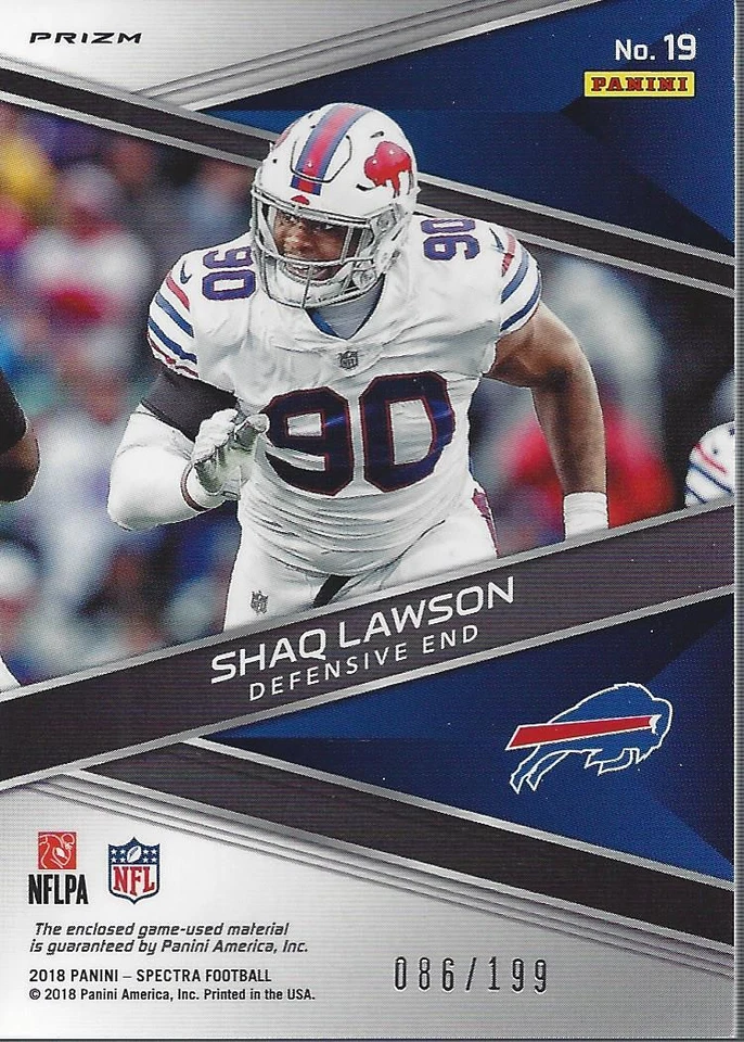 2018 Panini Spectra Sunday Spectacle Jerseys #19 Shaq Lawson Jersey /199 - Image 2 of 2