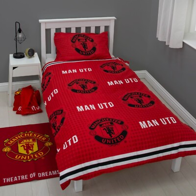 MANCHESTER UNITED FC HONOR EINZEL BETTBEZUG SET ROT FOOTBALL BETTWÄSCHE HERREN UTD