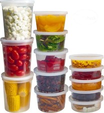 Containers with Lids 8oz, 16oz, 32oz Freezer Deli Cups Combo Pack, 44 Sets