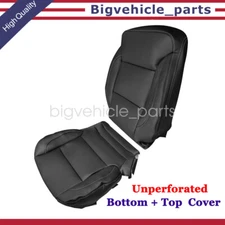 For 15-19 GMC Sierra 1500 2500 Driver Bottom Top Back Leather Seat Cover Black