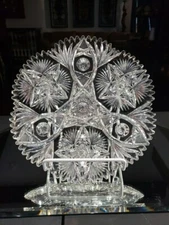 10" Footed Plate. American brilliant period cut glass crystal Signed Fry Fashion