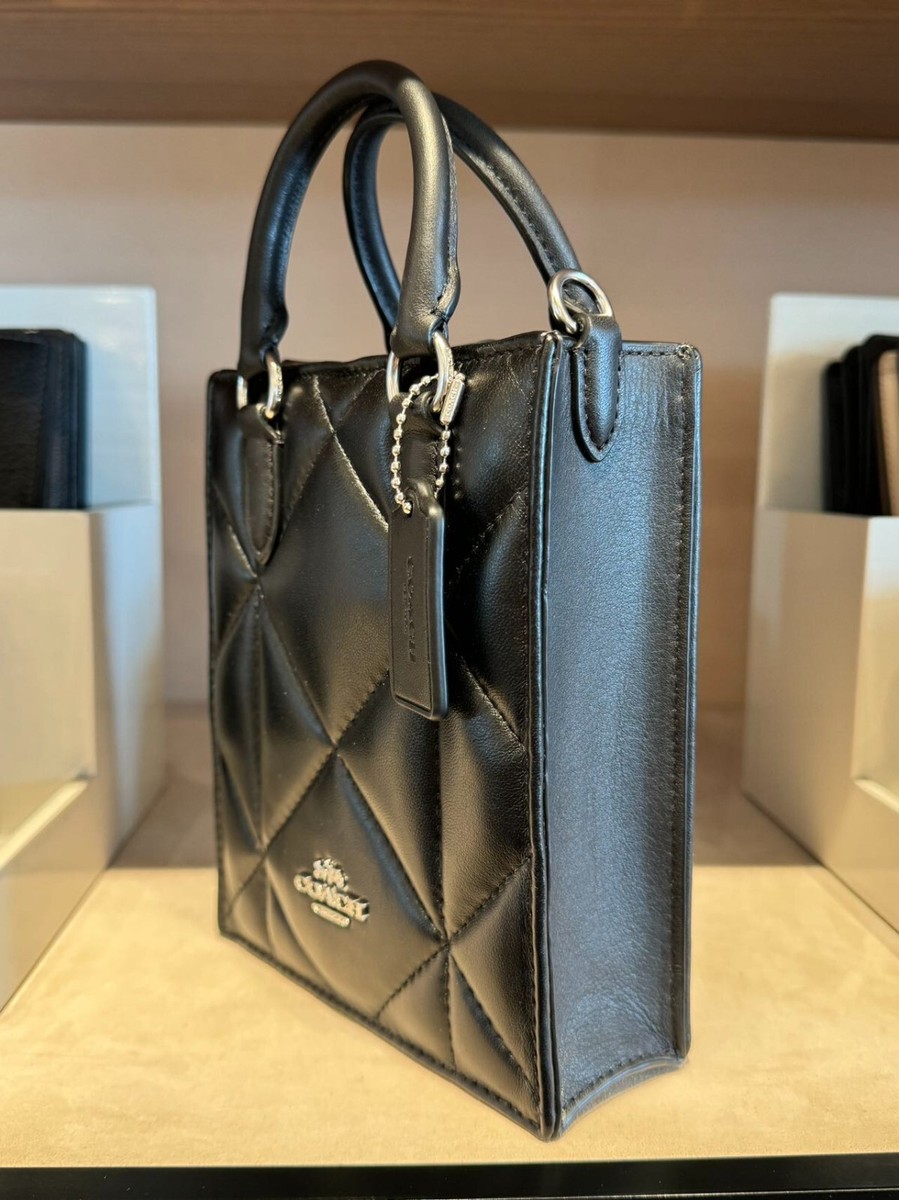 NWT Coach North South Mini Tote In Silver Metallic With