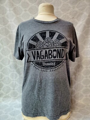 Vagabond Brewing Oregon Beer Hops Alchohol Gray T Shirt Tee Size M  HARD TO FIND
