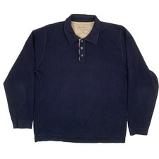 Eddie Bauer Navy Blue Button Polo Collared Knit Jumper Size Men's Medium M