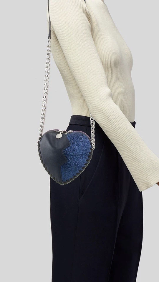 Bolso Bandolera Stella McCartney Jazz Corazón Azul Brillante Whipstitch Acentos de Metal Foto 2 de 4