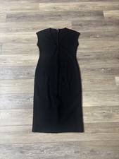 Aqua Dress Sz XL Black Ponte V-neck Midi Date Night LBD Sexy Event Going Out