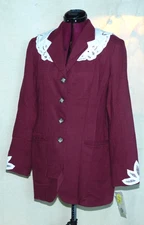 Elements Speigel Vintage Blazer Jacket Maroon White Applique Polyester Size 6