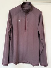 Under Armour HeatGear Women's S XL Loose Gray Maroon1/4 Zip Long Sleeve Pullover