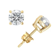 Lab-Created Diamond Stud Earrings 14k White or Yellow Gold FG VS Friction Back
