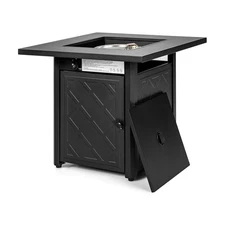 50,000 BTU Patio Square Gas Fireplace 28" Propane Fire Pit Table W/ Lava Rock