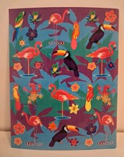 Vintage Lisa Frank Sticker Sheet S166-1 Flamingos Toucans Rare Background