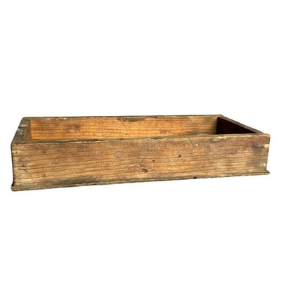 Vintage primitive wood box 12  patina rustic distressed storage vignettes riser