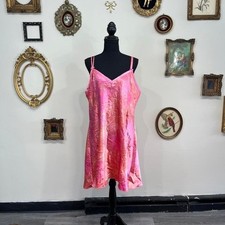 vintage Delicat s Pink Satin Paisley Slipdress Extra Large Lingerie Nightgown