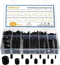 158 PCS Round Rubber End Caps, Vinyl Tube Bolt Cap, Screw Black 