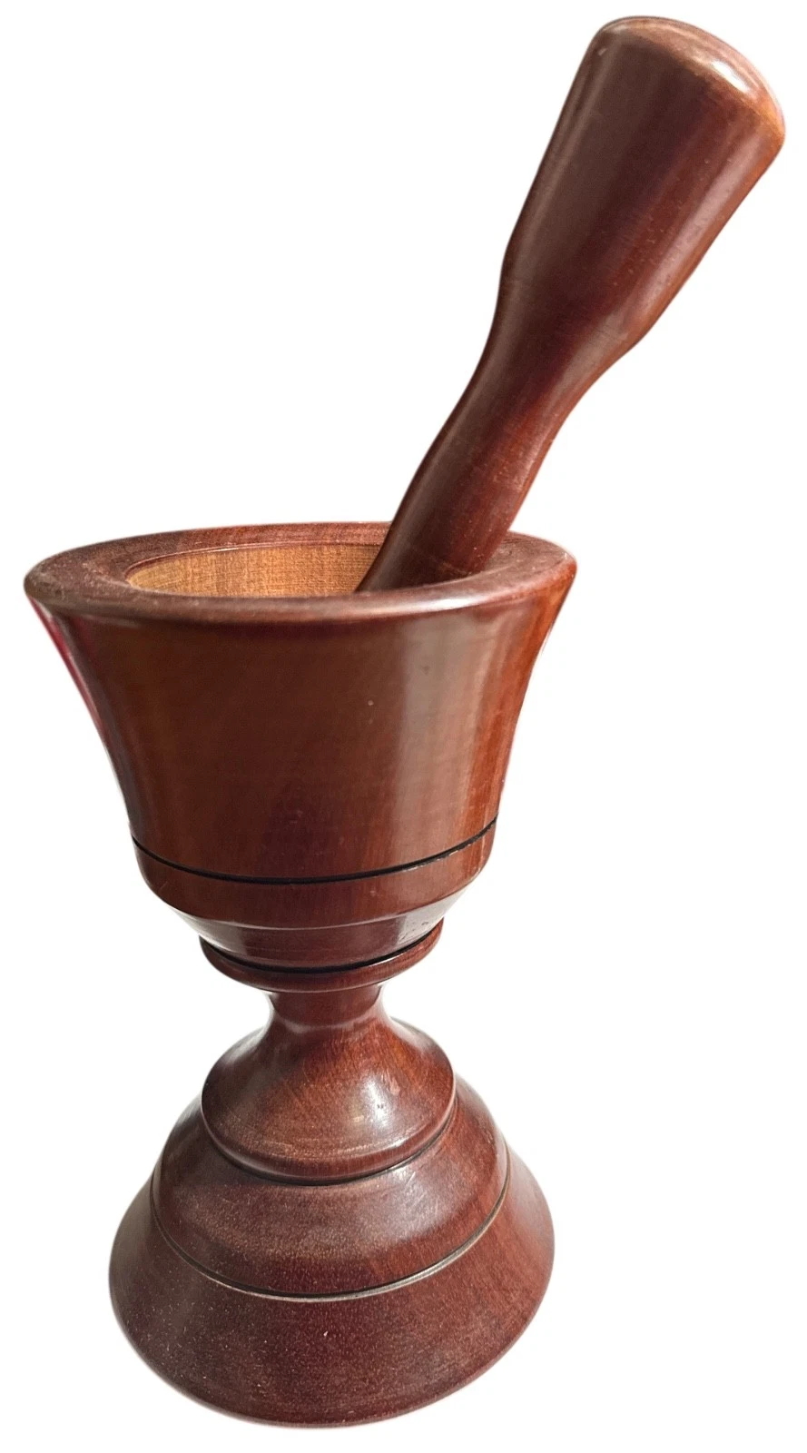 Mortar & Pestle Red Type of Wood 8" EUC
