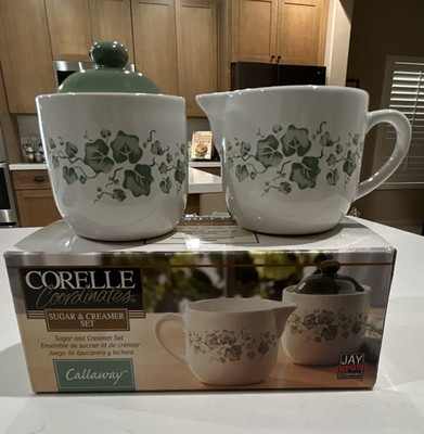 Corelle Coordinates Callaway Sugar & Creamer Set Open Box Unused w/ Box