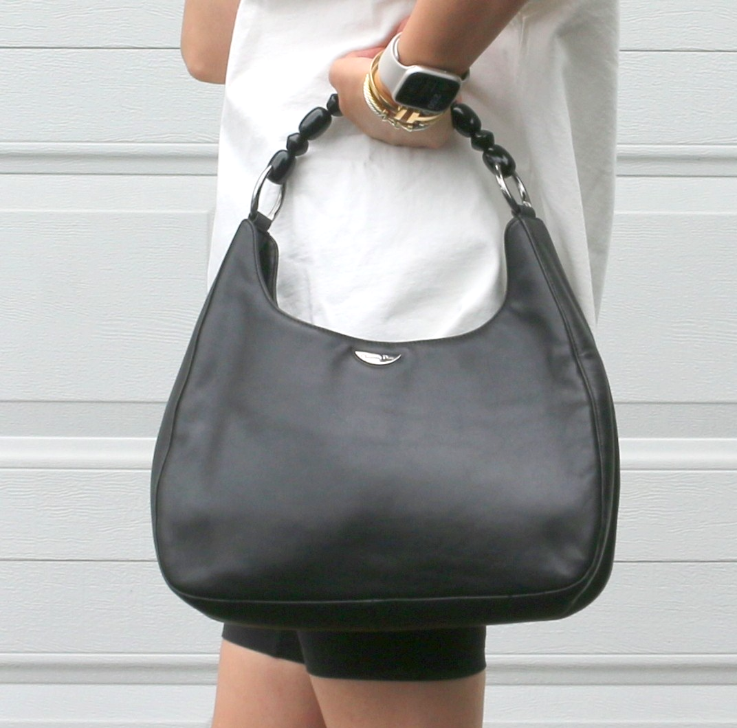 Auth Vintage Christian Dior Malice Pearl Leather Black Silver