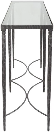 Uttermost 25292 Washington 63"W Iron and Tempered Glass Table - Rustic Black / - Picture 3 of 6