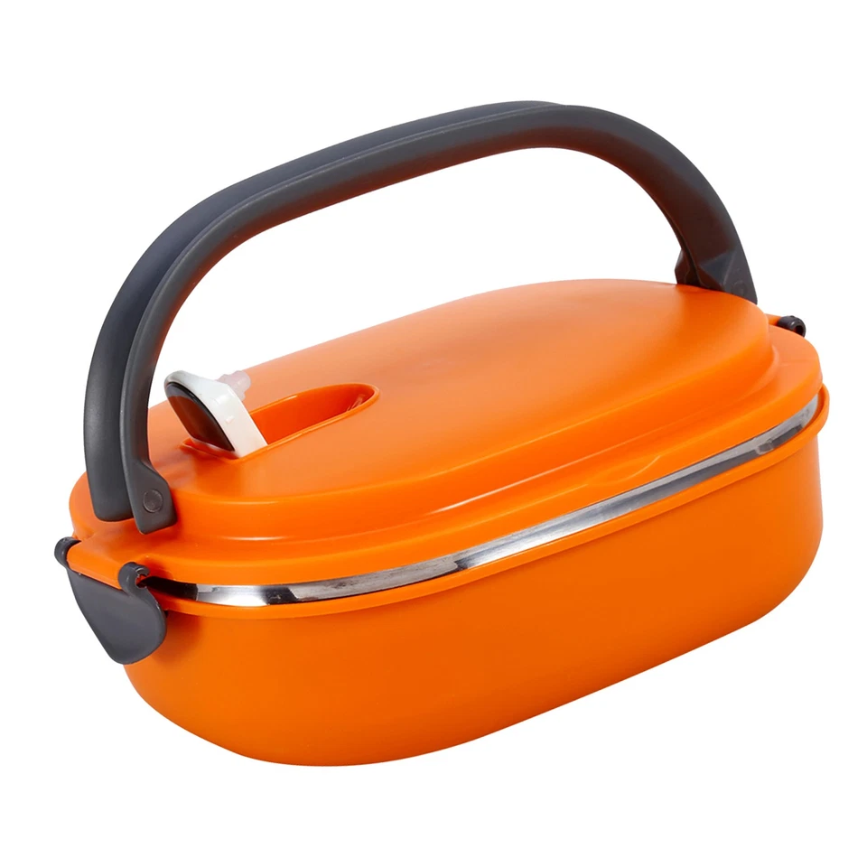 Orange Thermal Bento Box With Arched Handle For Food Storage - Image 2 of 4