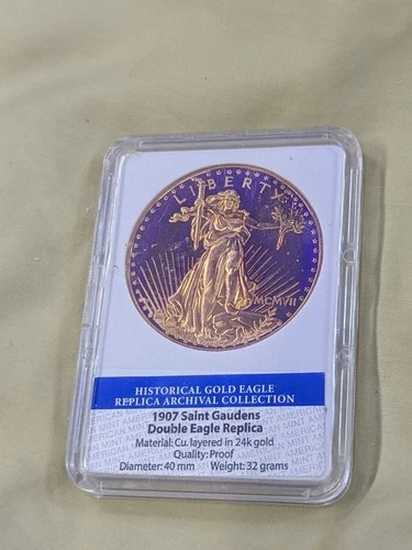 American Mint Layered 24k Gold 1907 St. Gaudens Double Eagle Liberty Proof Coin