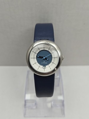 Cross WFK19 Bullseye Blue Dial Quartz Watch Date Womens Silver Tone New Battery