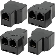 HPWFHPLF 4 Pack Telephone Line Splitters, RJ12 6P6C 1 Female to Small, Black
