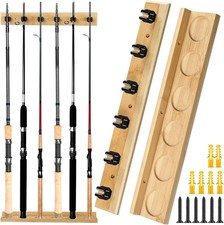 Wall Mounted Fishing Rod Holder Wooden Vertical Fishing Rod Rack Fishing Pole