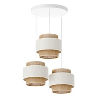 Pendelleuchte Esszimmer Jute Weiß Natur Beige E27 Ø 45 Cm HäNgelampe Wohnzimmer