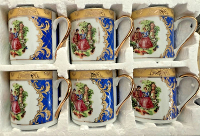 YAMASEN 12 PC COFEE SET GOLD COLLECTION FINE PORCELAIN JAPAN 24KT GOLD PLATED