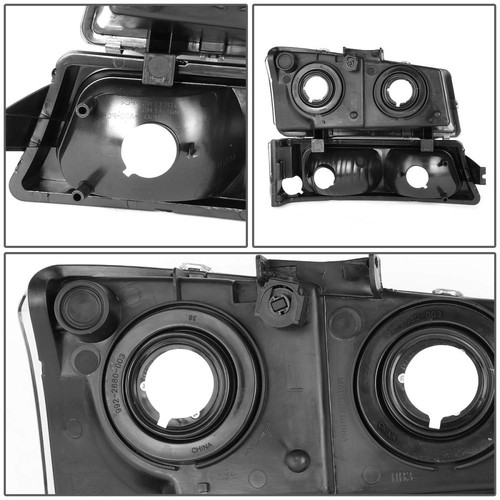 For 03-06 Chevy Silverado 1500-3500 Avalanche Headlight Bumper Lamps Black Pair - Picture 3 of 4