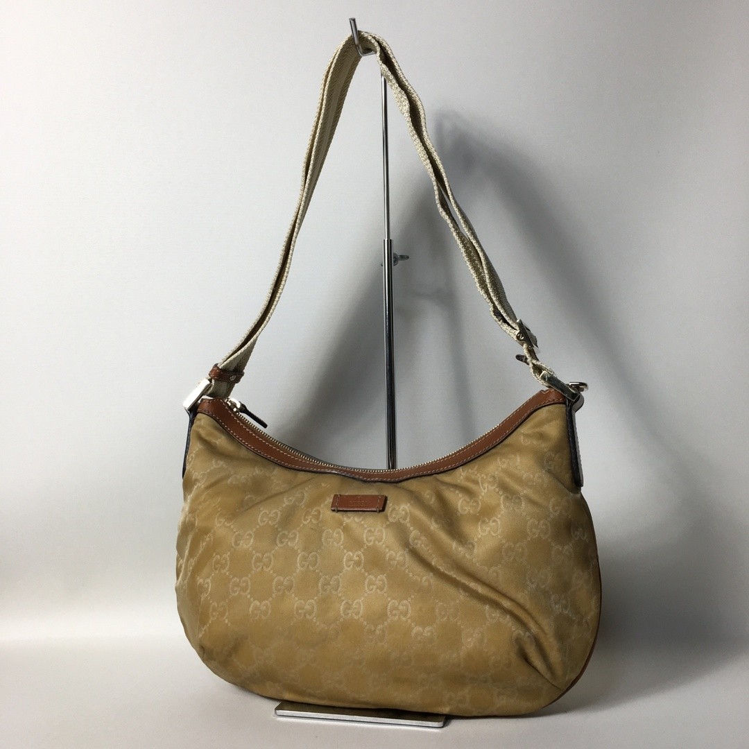 2504 9 GUCCI GG Nylon Shoulder Bag Brown from JAPAN