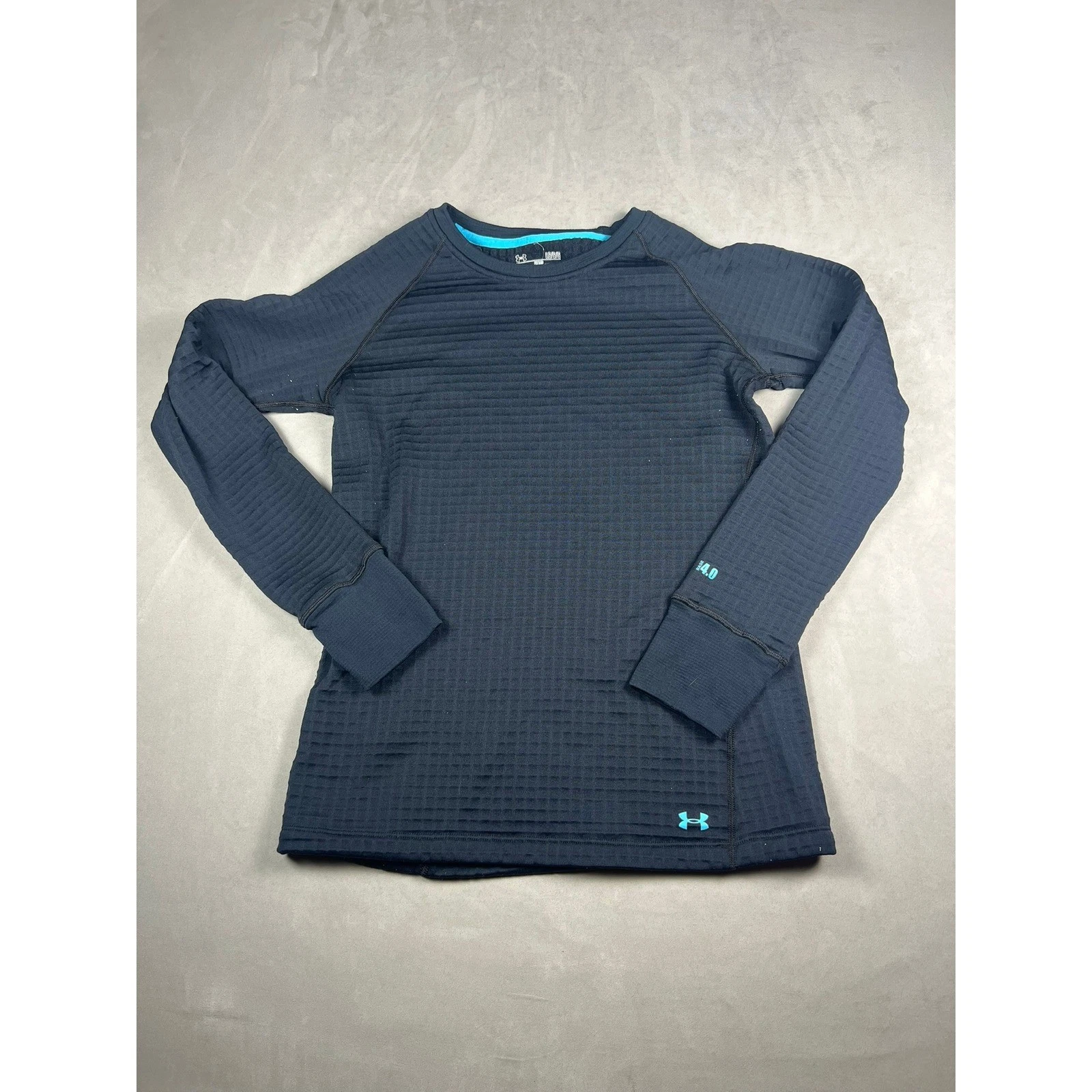 Under Armour ColdGear Base 4.0 Mens Large Fitted Thermal Top Black Cyan 1239126