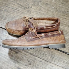 Sperry Top-Sider Men's 10.5M Sahara Boat Shoe Loafer Two Tone Brown Leather