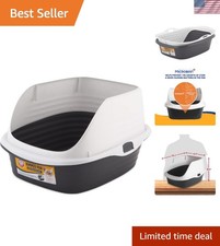 Eco-Friendly Rimmed Cat Litter Box with High Sides - 18.7" x 15.5" Dimensions