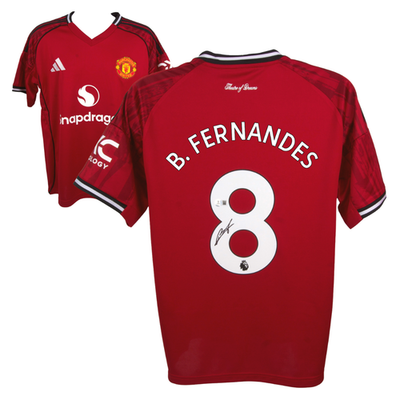 #ad Bruno Fernandes Signed Manchester Utd Home Soccer Jersey #8 with Beckett Witness $349.99