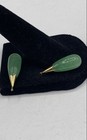 Green Jadeite Drop Earrings 14k Gold 1" Drop 4.4 g For Repair — photo 2
