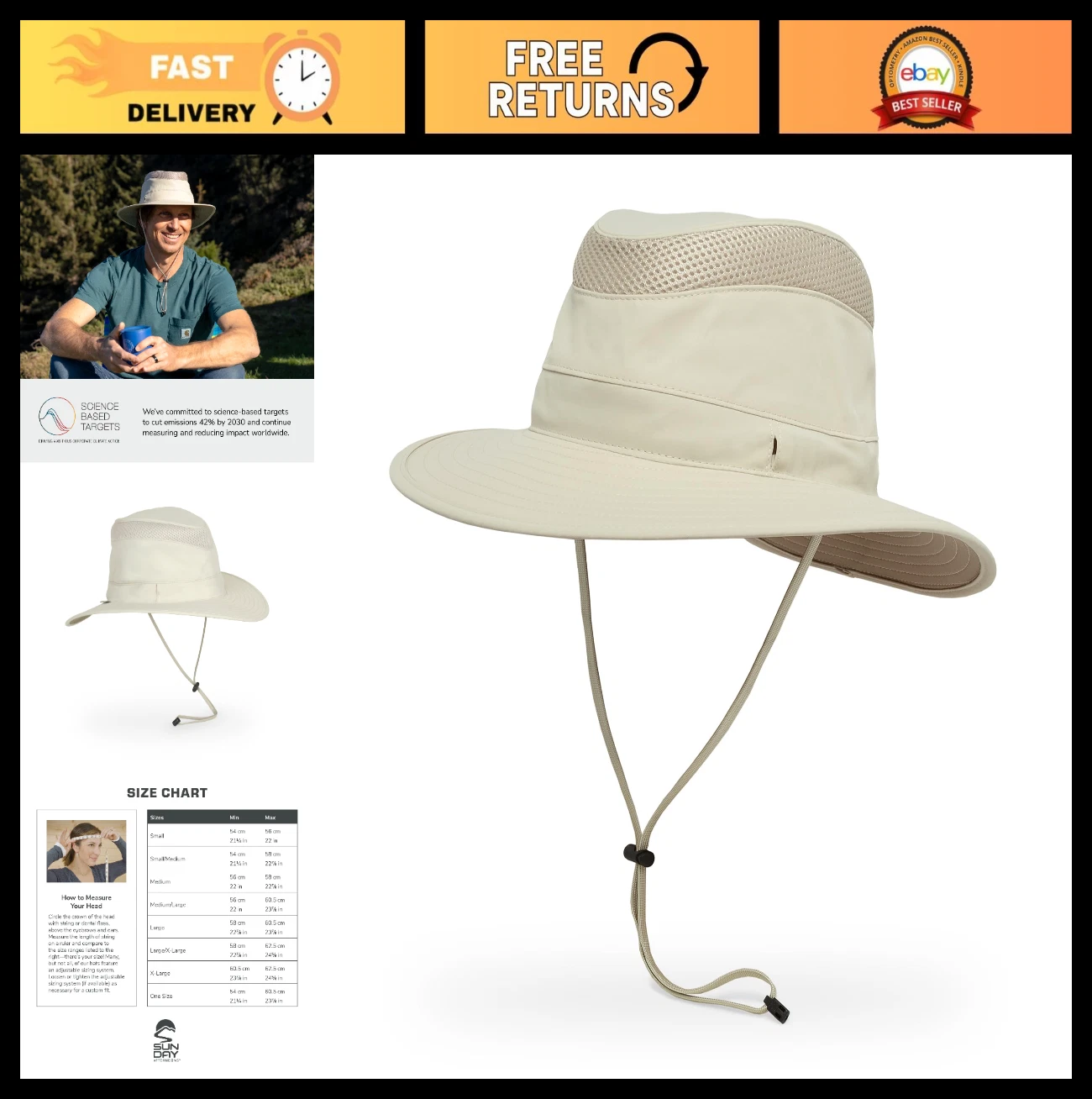 Charter Sun Hat for Outdoor Activities, UV Protection, Lightweight & Breathable